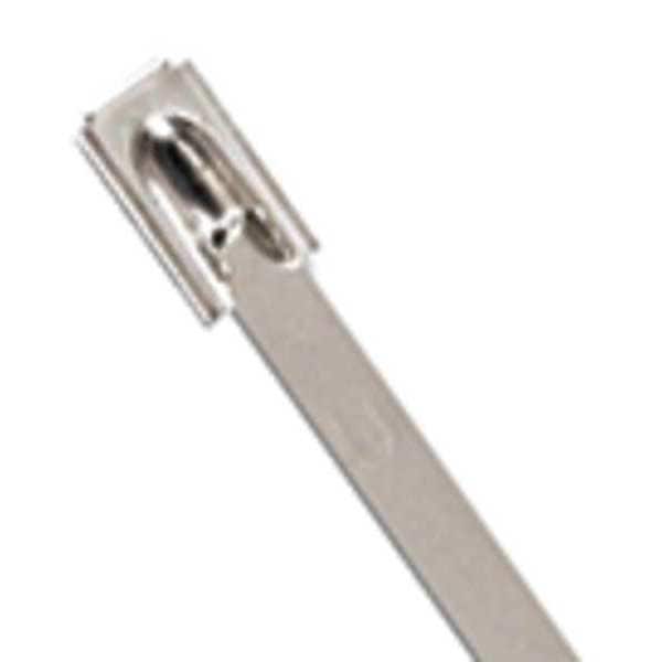 Cable Tie, 20-1/2 in L, 6 in Max Bundle Dia., Silver, 304 Stainless steel, 450 lb Strength, 50 PK