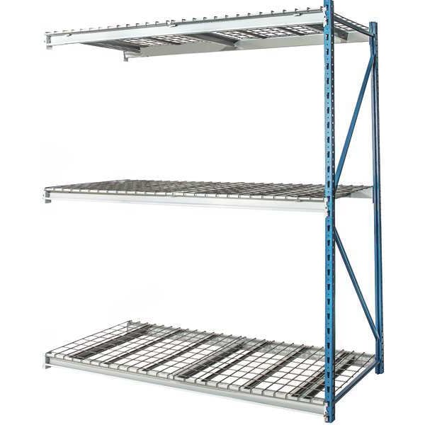 Add-On Bulk Storage Rack, 24 in D, 96 in W, 3 Shelves, Marine Blue/ Light Gray