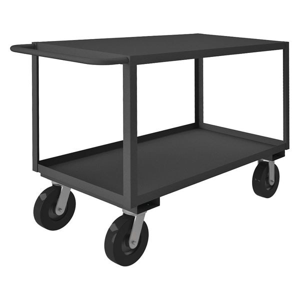 Utility Cart with Lipped & Flush Metal Shelves, Steel, 3,000 lb Load Capacity, 2 Shelves, 52 in L