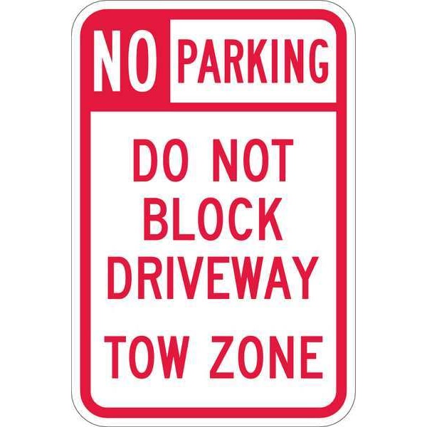 Driveway No Parking Sign, 18" x 12, T1-1099-EG_12x18