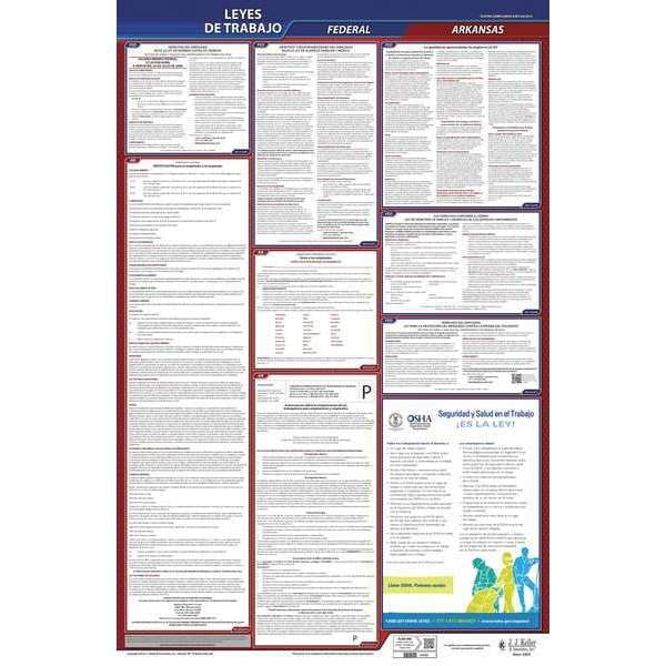 Labor Law Poster, Fed/STA, AR, SP, 40Wx26inH