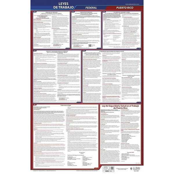 Labor Law Poster, Fed/STA, PR, SP, 40Wx26inH