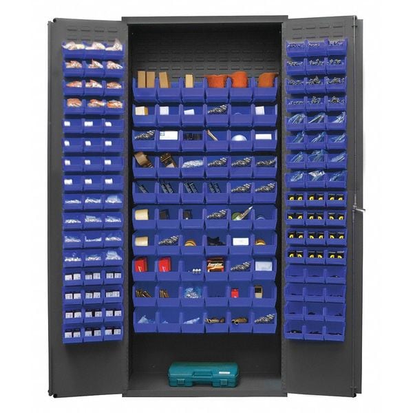 Extra-Heavy Duty Bin Cabinet, 36 in W, 84 in H, 18" D, 156 Bins