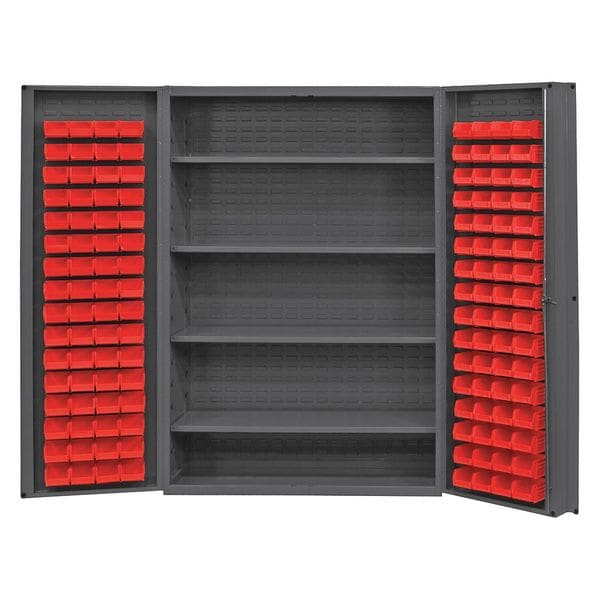 Extra-Heavy Duty Bin Cabinet, 48 in W, 72 in H, 24" D, 128 Bins