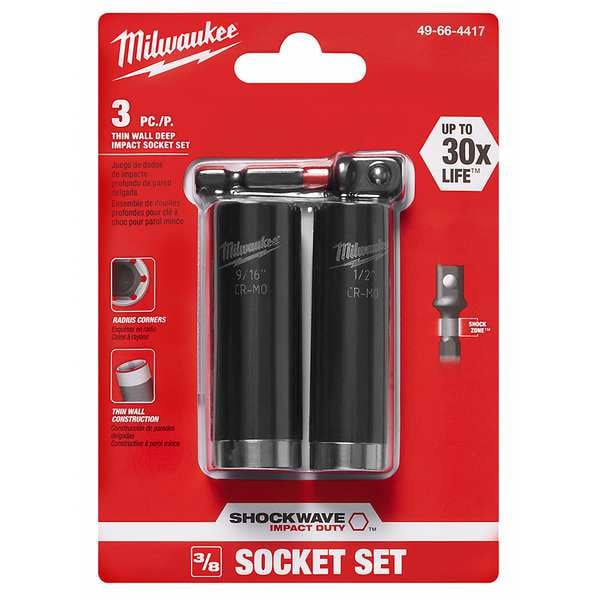 SHOCKWAVE Deep Well Impact Socket Set - 3PC