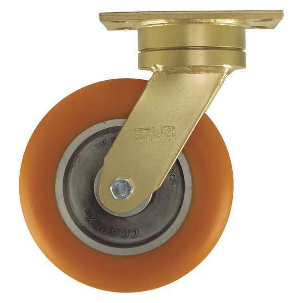 Swivel Plate Caster, Polyurethan, 1200 lb.
