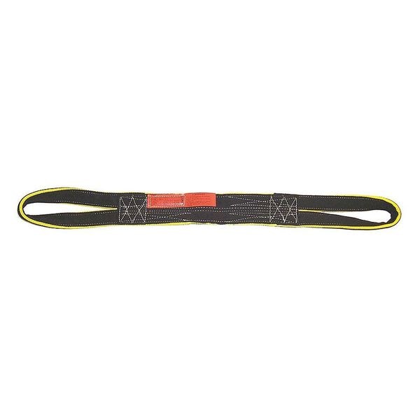 Web Sling, Type 6, 4 ft L, 2 in W, Nylon, Black