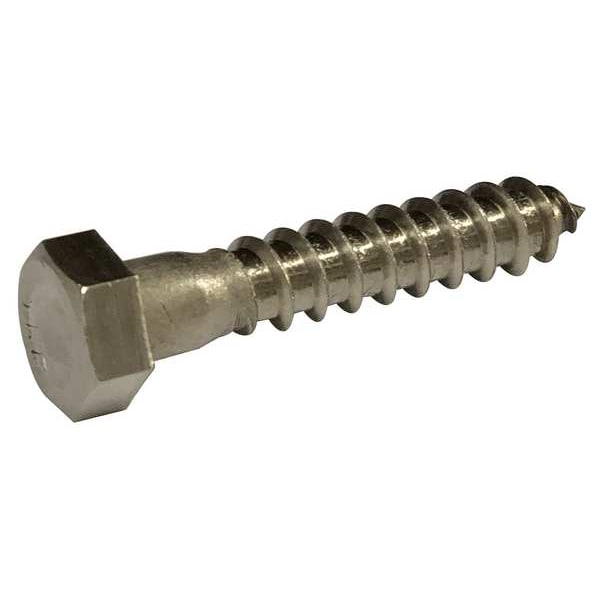 Lag Screw, 5/16 in, 2 in, 18-8 Stainless Steel, Plain Hex External Hex Drive, 600 PK