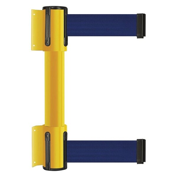 Belt Barrier, Yellow, 7 1/2 ft Length, 16 1/2 in Post Height, No Legend