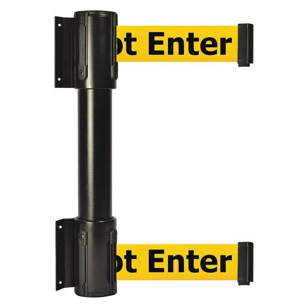 Belt Barrier, Black, 7 1/2 ft Length, 16 1/2 in Post Height, Caution Do Not Enter