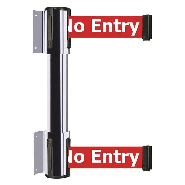 Belt Barrier, Polished Chrome, 7 1/2 ft Length, 16 1/2 in Post Height, No Entry