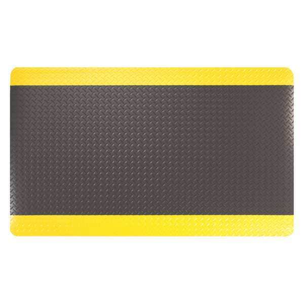 Antifatigue Mat, 10 ft. L x 3 ft. W, 11/16" Thickness, Diamond, Black/Yellow