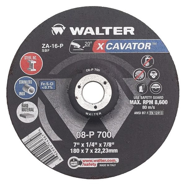 Depressed Center Grinding Wheel, Type 27, 9 in Dia, 1/4 in Thick, 5/8 in-11 Arbor Hole Size