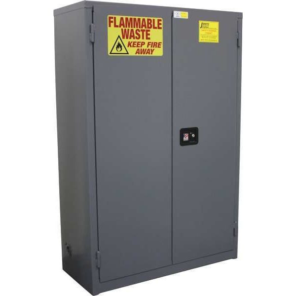 Flammable Liquid Safety Cabinet, 60 gal, (2) Adjustable Shelves, Steel, 43 in W x 65" H x 34 in D