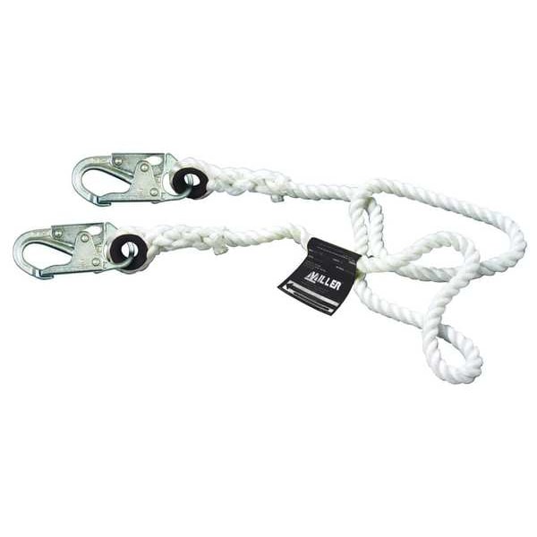 Positioning Lanyard, 20 ft. Length, Snap Hook, Steel, 1 Leg(s), 310 lb. Weight Capacity
