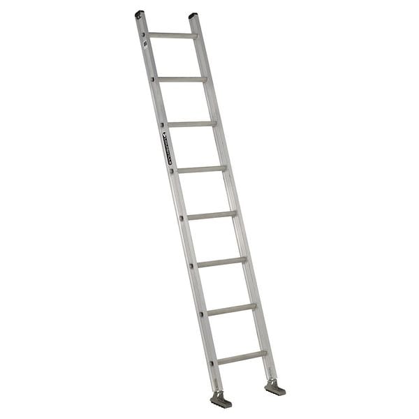 8 ft. Overall H, Straight Ladder, Aluminum, 8 Steps, Natural Finish, 300 lb Load Capacity