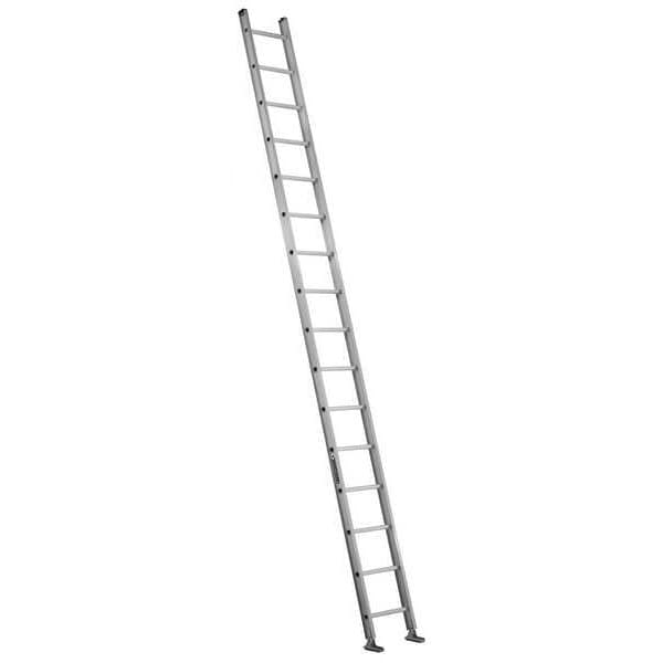 16 ft. Overall H, Straight Ladder, Aluminum, 16 Steps, Natural Finish, 300 lb Load Capacity