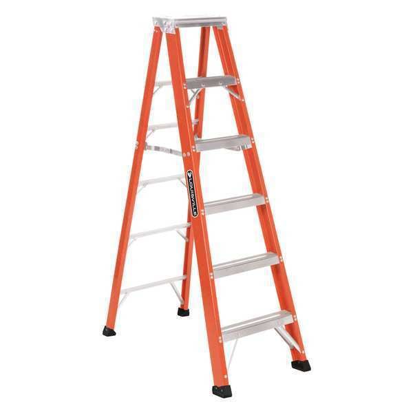 6 ft Fiberglass Stepladder, 375 lb Capacity