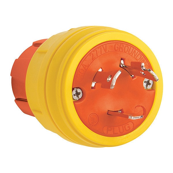 Locking Receptacle, 30 A, 277V AC, Single Phase, 2 Pole, Screw Terminals, Yellow