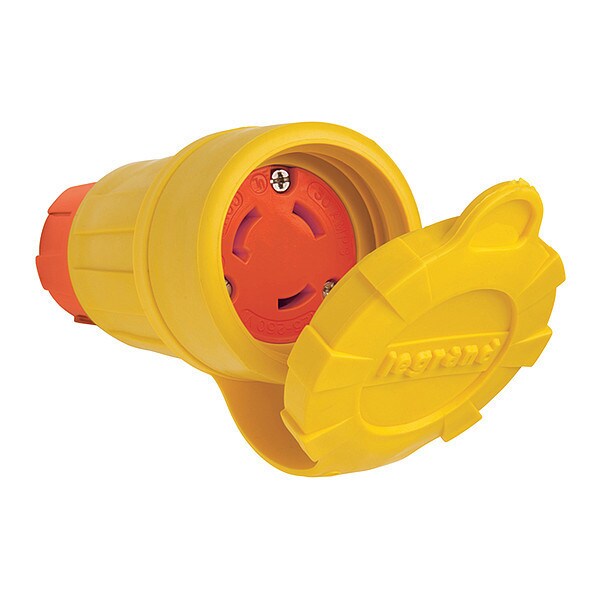 Locking Connector, Non-NEMA, 30 A, 125/250V AC, Three Phase, 3 Pole, Screw Terminals, Yellow