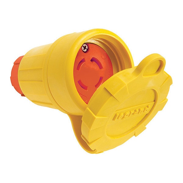 Locking Connector, Non-NEMA, 30 A, 120/208V AC, Three Phase, 3 Pole, Screw Terminals, Yellow