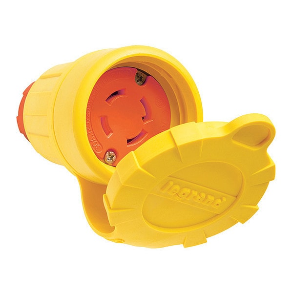 Locking Connector, L14-30R, 30 A, 125/250V AC, Single Phase, 3 Pole, Screw Terminals, Yellow