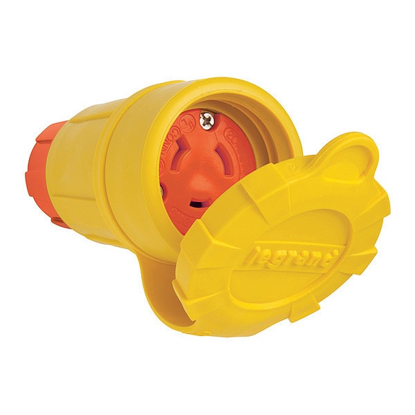 Locking Connector, L7-20R, 20 A, 277V AC, Single Phase, 2 Pole, Screw Terminals, Yellow