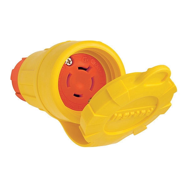 Locking Connector, L14-20R, 20 A, 125/250V AC, Single Phase, 3 Pole, Screw Terminals, Yellow