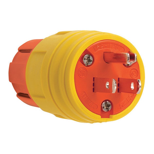 Locking Receptacle, 15 A, 125V AC, Single Phase, 2 Pole, Screw Terminals, Yellow