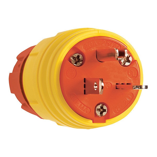 Locking Receptacle, 20 A, 250V AC, Single Phase, 2 Pole, Screw Terminals, Yellow