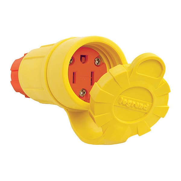 Locking Receptacle, 5-15R, 15 A, 125V AC, Single Phase, 2 Pole, Screw Terminals, Yellow
