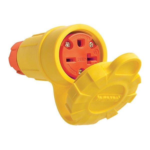 Locking Receptacle, 6-20R, 20 A, 250V AC, Single Phase, 2 Pole, Screw Terminals, Yellow