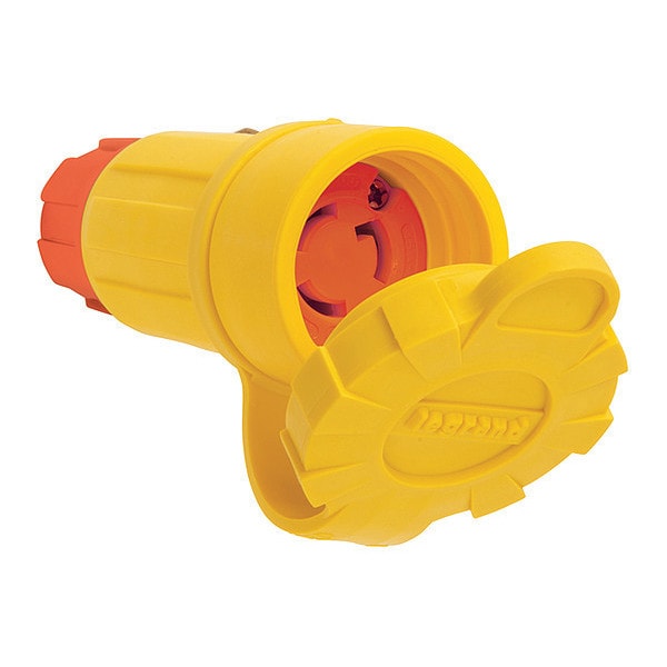 Locking Connector, L5-15R, 15 A, 125V AC, Single Phase, 2 Pole, Screw Terminals, Yellow