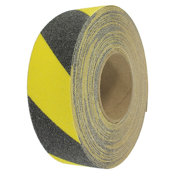 Slip Resistant Floor Tape Aluminum Oxide Compound With UV Protection Black/Yellow, 2" W x 60 ft. L