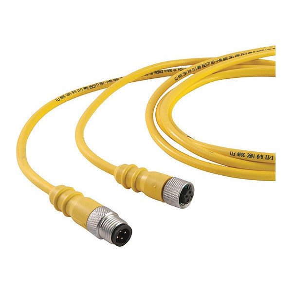 Cordset, Dual Key, PUR, M/Fem, 2 Pole, 12 ft.