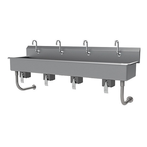 Wash Sink, NSF, Hands-Free, 4Stn, Knee Pedal