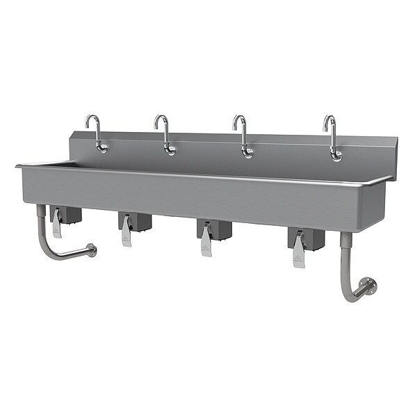 Wash Sink, Hand-Free, NSF, ADA, 4Stn, Kneepdl