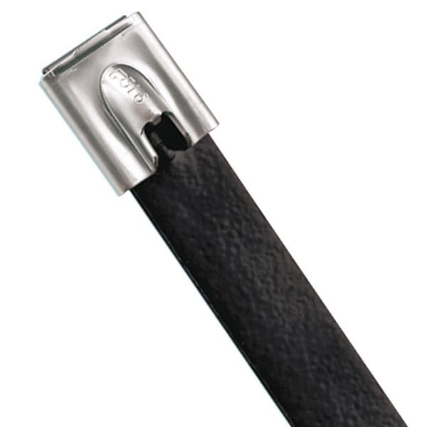 Cable Tie, 23-1/2 in L, 6 in Max Bundle Dia., Black, 316 Stainless Steel, Polyester, 50 PK