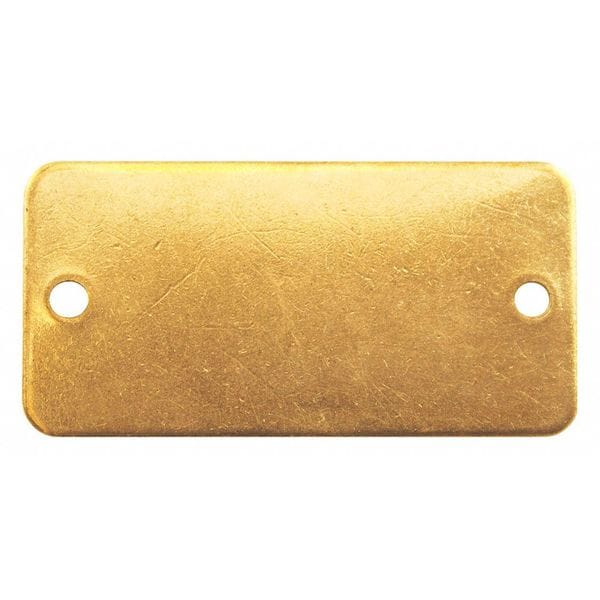 Tag, 2-Hole, Rectangle, Brass, 1"Hx2 W, PK100