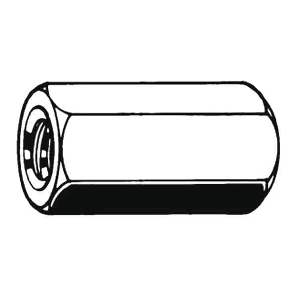 Coupling Nut, M14-2.00, 18-8 Stainless Steel, Not Graded, Zinc Plated, 42 mm Lg, 22 mm Hex Wd