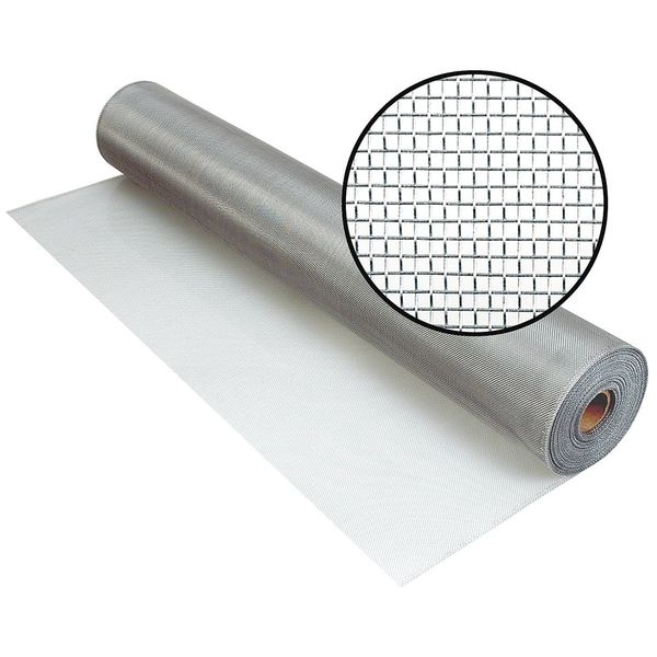 Aluminum Screen, Aluminum, 60 in W, 100 ft L, 0.01 in Wire Dia, Gray