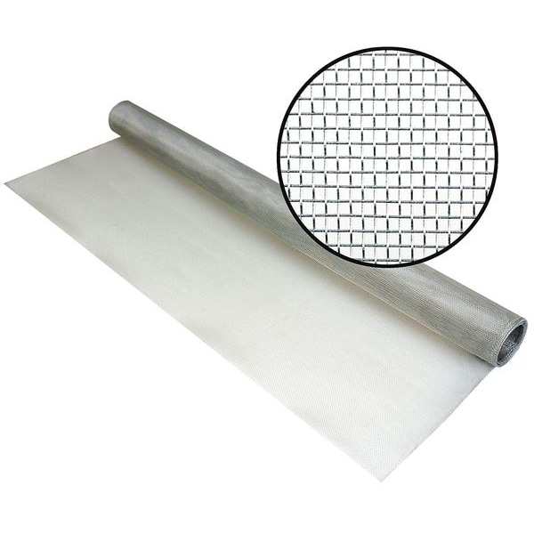 Aluminum Screen, Aluminum, 60 in W, 50 ft L, 0.01 in Wire Dia, Gray