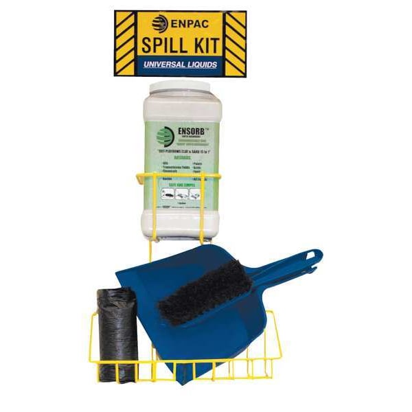 Spill Control Station, 1 gal Volume Absorbed per Kit, 1 gal Capacity, Wall Mounted Rack, Yellow, 16