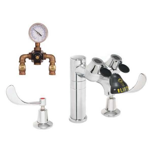 Eyewash/Faucet Combination, Counter Mounted, 8.0 H., 16.0 W