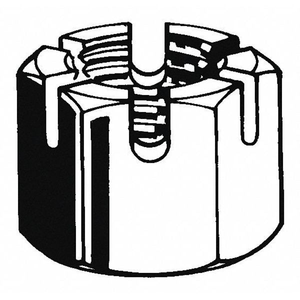 2-1/2"-12 Grade 2 Plain Finish Carbon Steel Round Slotted Castle Nut