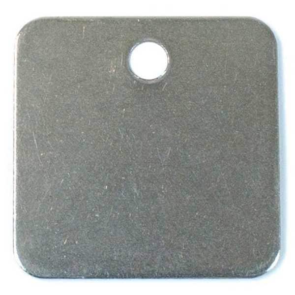 2 Square Stainless Steel Tags Pk100, Steel, 2 in H x 2 in W, 2 in Dia., Silver, Square, 100 PK