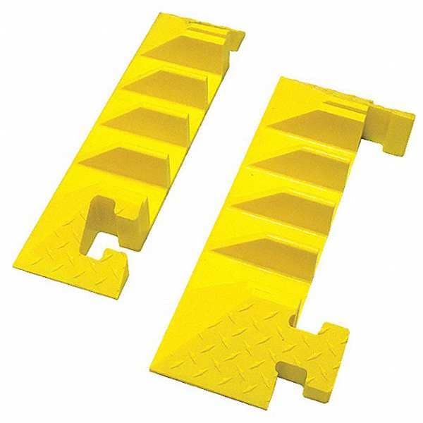 Cable Protector End Cap, 4 in H, 2 ft L, 8-3/8 in W, 4 Channel, Polyurethane, Yellow, 1 PR