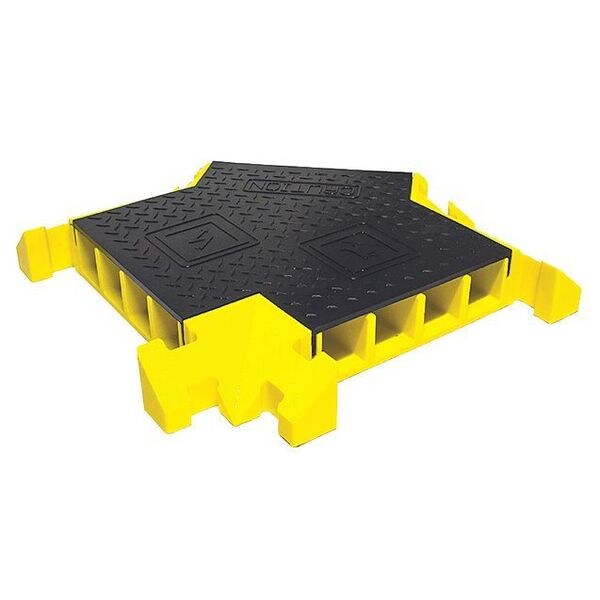 Cable Protector Intersection, 4 in H, 2 ft L, 24 in W, 4 Channel, Polyurethane, Black, Yellow