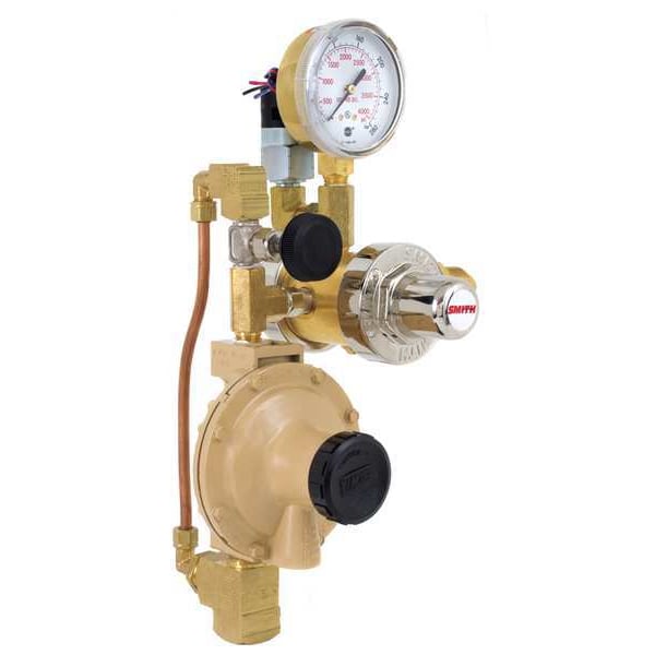 Gas Regulator, Nitrogen, Three Stage, 0.965"-14 Inlet, 1/2 in Outlet, 0.40 to 0.60 psi
