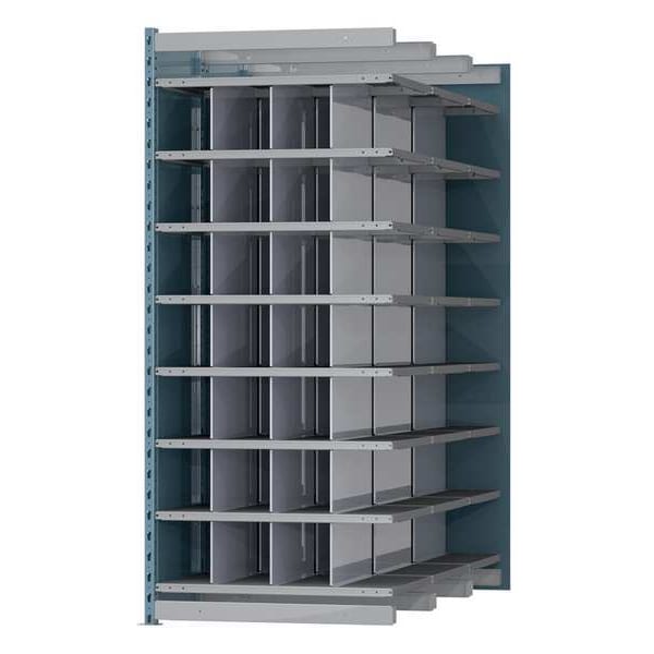 Steel Add-On Pigeonhole Bin Unit, 72 in D x 87 in H x 36 in W, 8 Shelves, Blue/Gray